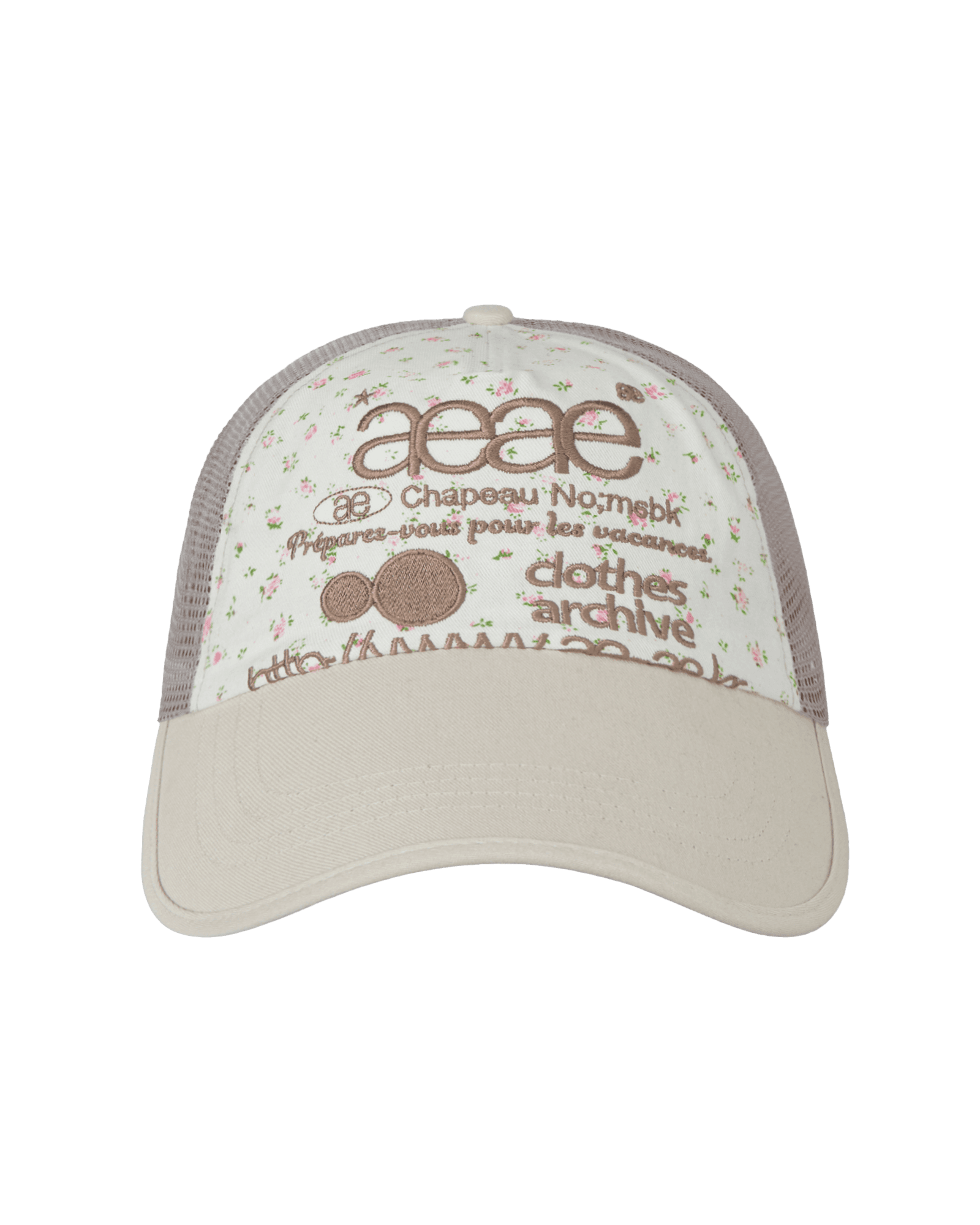[6/2 예약 발송] WEB LOGO FLOWER MESH CAP [WHITE/BEIGE]