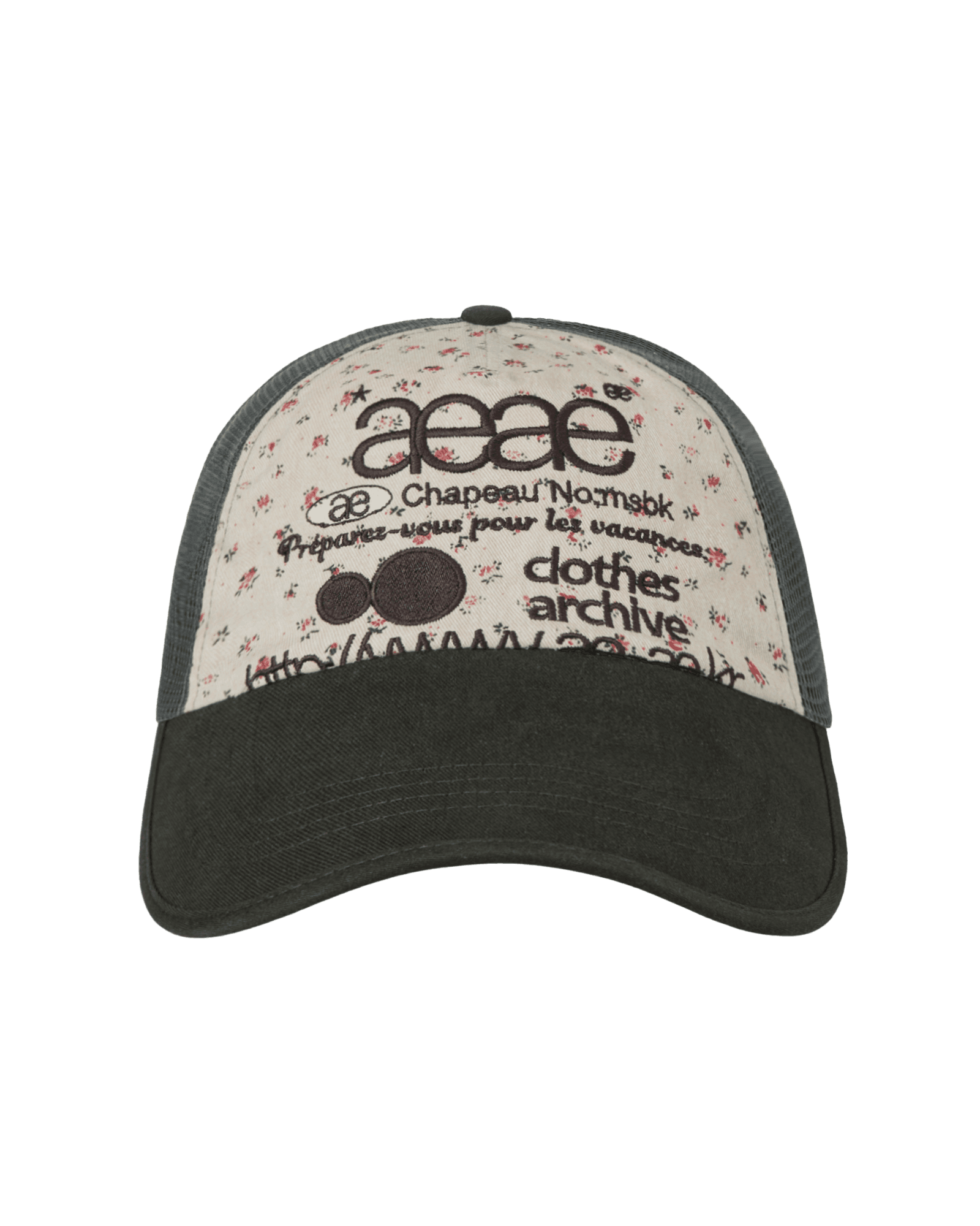 [6/2 예약 발송] WEB LOGO FLOWER MESH CAP [BEIGE/DARK GREEN]