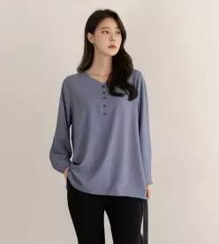 (FW 추천룩 엘리시아) 베노 단추 브이 긴팔 블라우스