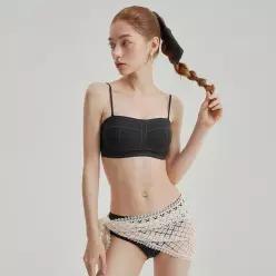 [Wonderbra] 스티치 오프숄더 브라팬티 블랙 WBW6N66_T