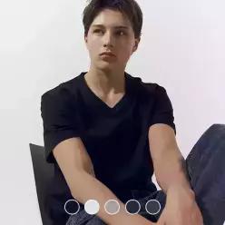 [지오다노] 코튼 저지 브이넥 반팔 티셔츠 026541