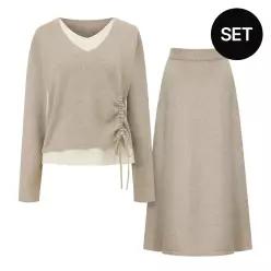 [페이지플린] 스트링 배색 니트 스커트 세트_N6CSE005C