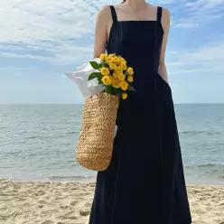 데비 뷔스티에 플레어 라인 원피스 여름 여성 롱원피스 휴양지룩