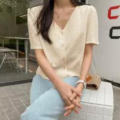[시크릿라벨] [MD추천/하객룩] 펀칭 브이넥 블라우스