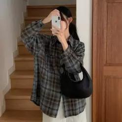 [코코블랑] 어스 체크 루즈 셔츠