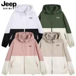 지프 JEEP SPIRIT 남녀공용 바람막이 속건성 점퍼 캠핑패션 등산패션 자켓 집업 방수 후드 방수 자외선 차단 UPF 50 여성 남성 커플 남자 여자 JP7705