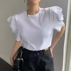 어나더블 벤 퍼프소매 블라우스