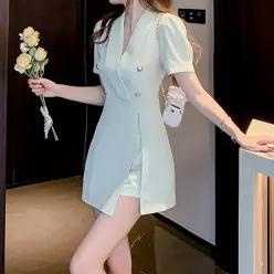 어나더블 치즐 원피스 반바지 세트