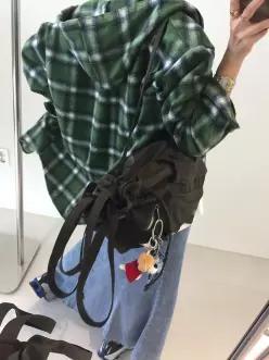 포레스트 루즈핏 플란넬 겉기모 언발 후드 체크남방 (3color)