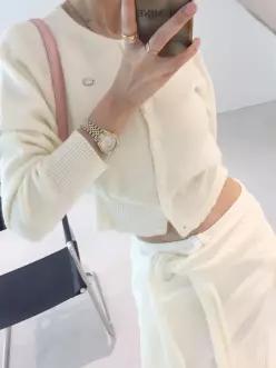 유앤아이 펜던트 라운드 노카라 가을 니트가디건 (7color)