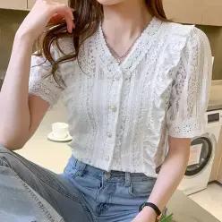 어나더블 메클로 프릴 블라우스
