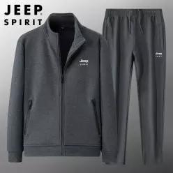 JEEP SPIRIT 가을 겨울 남성 패션 트레이닝 세트복 데일리 집업 가디건 투피스 세트