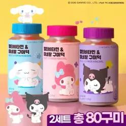 산리오 멀티비타민&미네랄 구미덕 젤리 40구미, 2개 / 디자인 랜덤