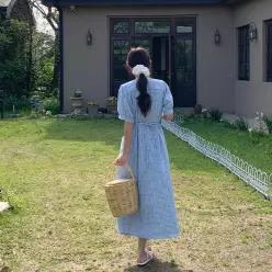 에드넌 체크 포켓 반팔 롱 원피스 여름 여성 데일리룩 데이트룩