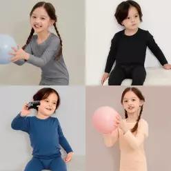 유니프랜드 피치웜 9부내의 발열 아동 아기 유아실내복 겨울 실내복 간절기 상하세트