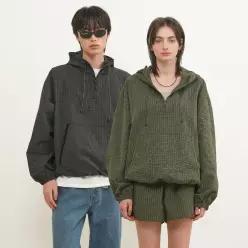 UNISEX 시어서커 체크 후드 아노락 [2COL] / GF1UJK009