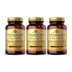 3개 솔가 비타민 D3 콜레칼시페롤 2200 IU 55 mcg 100 베지캡슐 영양제 임산부 뼈건강 Solgar
