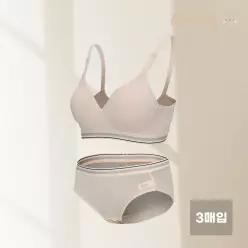 피아소 몰랑 스포츠 에어메쉬 끈 브라 팬티 세트 X 3매입