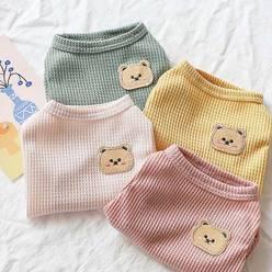 강아지옷 고양이옷 데일리 크루넥 와플 티셔츠 나시 실내복 외출복 S-XL