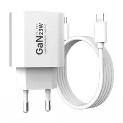 GaN 25W 초고속 PD PPS C타입 초고속 충전기 + 60W C to C 1m 케이블 세트 삼성 갤럭시 애플 아이폰 고속
