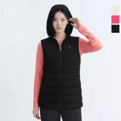 웨스트우드 여성 베이직 후드 패딩 베스트_WO3WCVT630