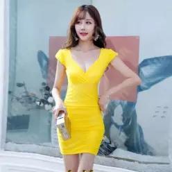 신상품 출시여름 여성 원피스 브이넥 백 오프 셔링 망사 섹시 홀복 H라인 클럽원피스 5컬러 S~4XLa