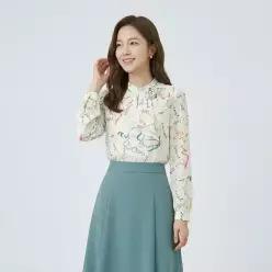 [조이너스]레터링 패턴 블라우스-JU24RW1002373D