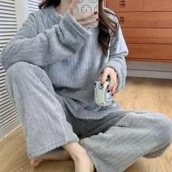 쉬블림로브 (상의+하의) 여성 극세사 패턴 수면잠옷 GWD0010