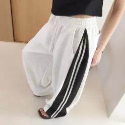 옆 배색 트랙 밴딩 조거 와이드 트레이닝 팬츠 (3color)