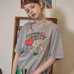 BUNNYNNY 피그먼트 반팔티 고스트그레이