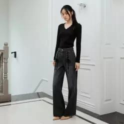 [BLUE LABEL] 레이스업 세미 와이드 데님팬츠 ES3ODP