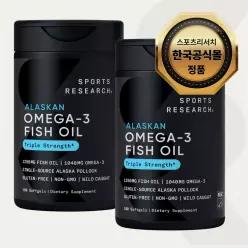 [한국공식판매처] 스포츠리서치 오메가3 피쉬 오일 3배 강도 소프트젤 180정 x2병