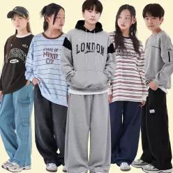 가을 주니어 남아 여아 옷 의류 신상 와이드 팬츠 벌룬 트레이닝 바지 맨투맨 티셔츠 라운드 후드 스쿨룩 고학년 초등학생 초딩