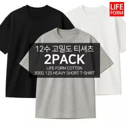 2장1세트 12수 고밀도 남성 여성 순면100% 무지 라운드 반팔 무지티 기본티 티셔츠 흰티 면티 반팔티