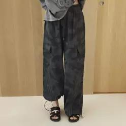 밀리터리 트랙 배색 밴딩 스트링 와이드 조거 밴딩팬츠 (2color)