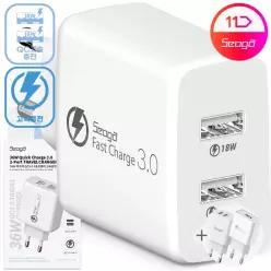 [서가] 36W 퀵차지 QC3.0 2포트 멀티 USB 고속 충전기(18W+18W 동시 고속충전)