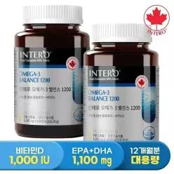 [EPA+DHA 1,100mg] 오메가3 밸런스 1200 180캡슐 X 2병 (12개월분) 임산부 엔초비 비타민D