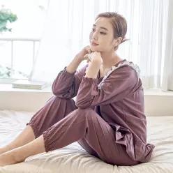  여자 파자마 잠옷 세트 스트라이프 실내복 긴팔 상하의 홈웨어 실내복