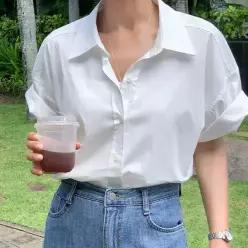 하프즈 데일리 루즈핏 반팔 셔츠 여름 여성 데일리룩 데이트룩