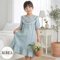 여아 공주 원피스 잠옷 아동 어린이 키즈 주니어 실내복 샤르망D 민트(순면)