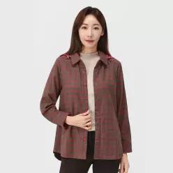 [PAT 여성] 우븐 패딩 후드 체크 셔츠_1J81531