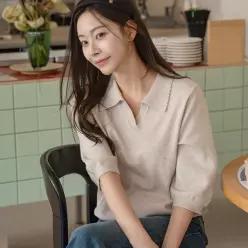 [캔마트] 커밍 웨이브 카라 반팔 니트