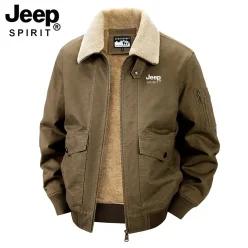 JEEP SPIRIT 가을 겨울 벨벳 두꺼운 작업복 코튼 코트 남성 캐주얼 재킷