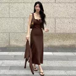 [미나그램] 브라캡내장 엘리네 단추 나시원피스+가디건세트