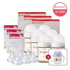 더블하트 모유실감 베이직&모먼트 160ml 트윈트리플세트 (젖병6+젖꼭지6)