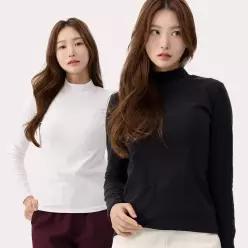 에버라스트 날씬 기모 목폴라티 5종세트 여성 반목티 모크넥