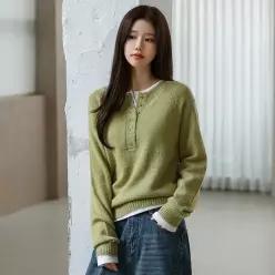 [시크폭스] 던셀 헨리넥 레글런 소매 니트_63KN2853