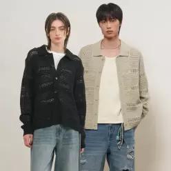 UNISEX 크로쉐 카라 니트 가디건 [3COL] / GF1UKC009