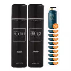 박명수 헤어리치 흑채 스프레이 120g 2개+샴푸 10매 순간 증모제 탈모 커버