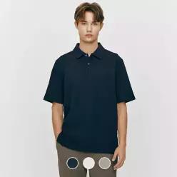 [지오다노] 와플 폴로넥 반팔 티셔츠 015505